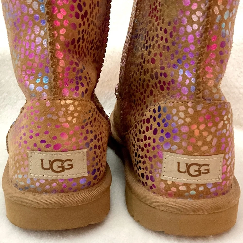 UGG Classic Spots Metallic Shimmery fur lined Snow Winter Boot Women’s Sz 6 - Picture 9 of 16